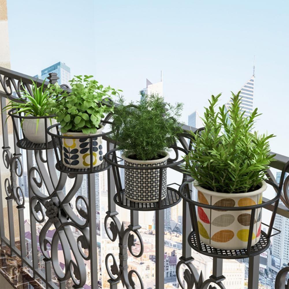 Creative Plant Arrangements Balcony Flower Rack Hanging Plant Holder