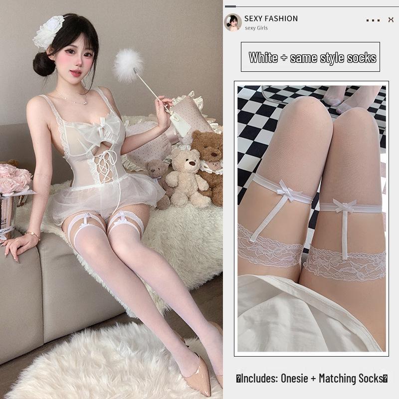 Alluring Lace Temptation Uniform: Enhance Bust Appearance with Quick-Release Feature