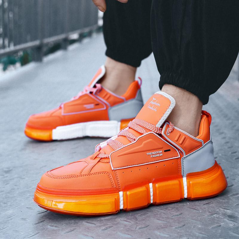 Original Orange Platform Sneakers Men Hot Trendy Leather Men's Leather Sneakers Casual Street Designer Skateboard Shoes For Men