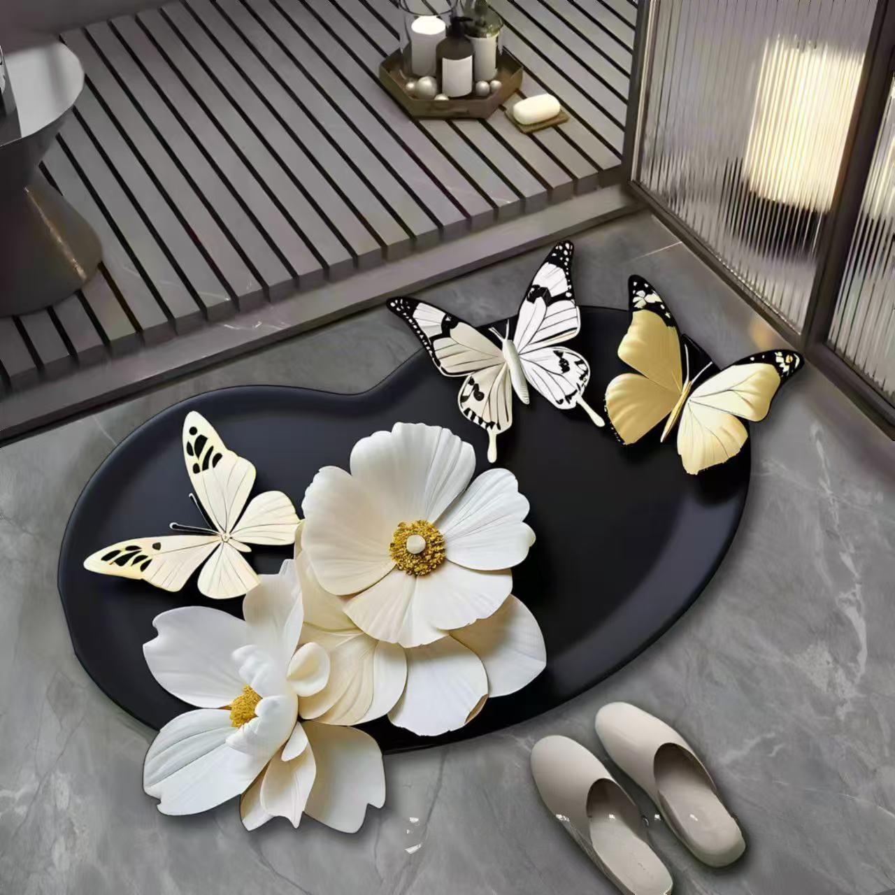 

Коврик для ванной с принтом бабочек, утолщенный, противоскользящий, ковер для пола рядом с умывальником, ванной, коврик для душа, придверный коврик из пены с памятью, 3D-подушка 400mm*600mm