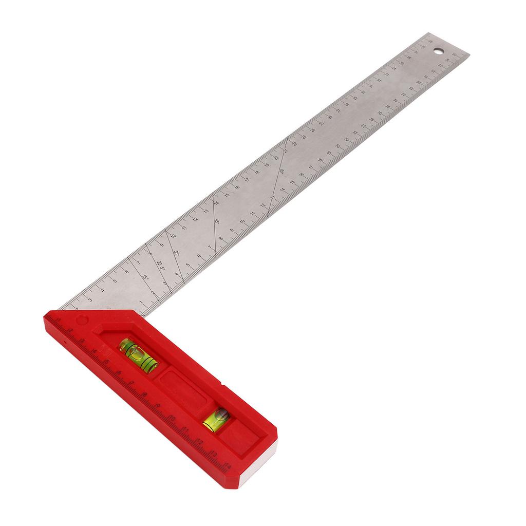 Woodworking Square Carpenter Professional Measurement Ruler 90 45 Degree with Level Bubble 40cm
