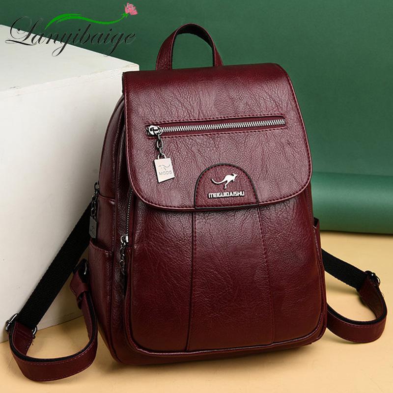 Women Leather Backpacks High Quality Female Vintage Backpack For Girls School Bag Travel Bagpack Ladies Back Pack Quality