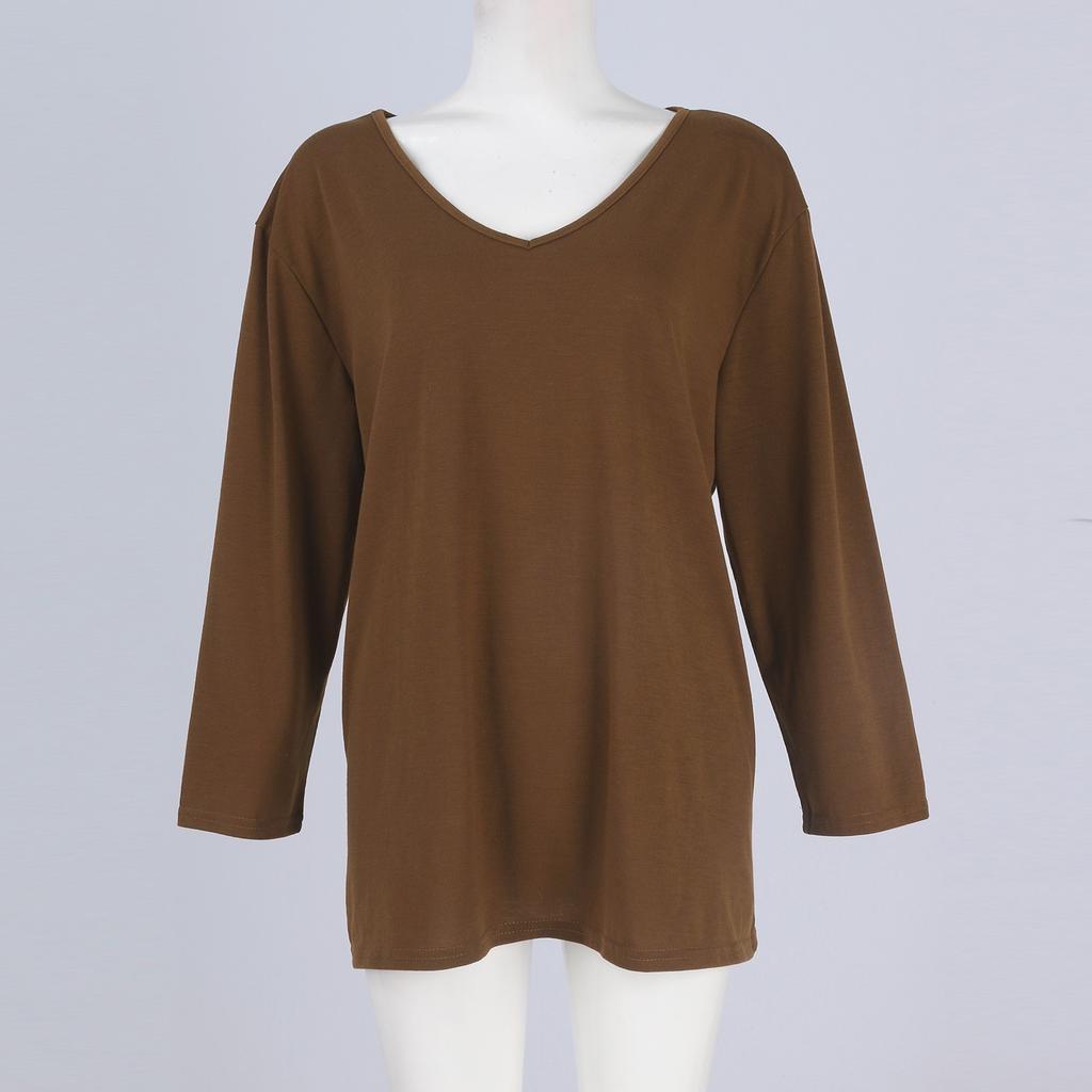 Women's Tops Three-quarter Sleeve Shirt V-neck Loose Casual Shirt Print T-shirt
