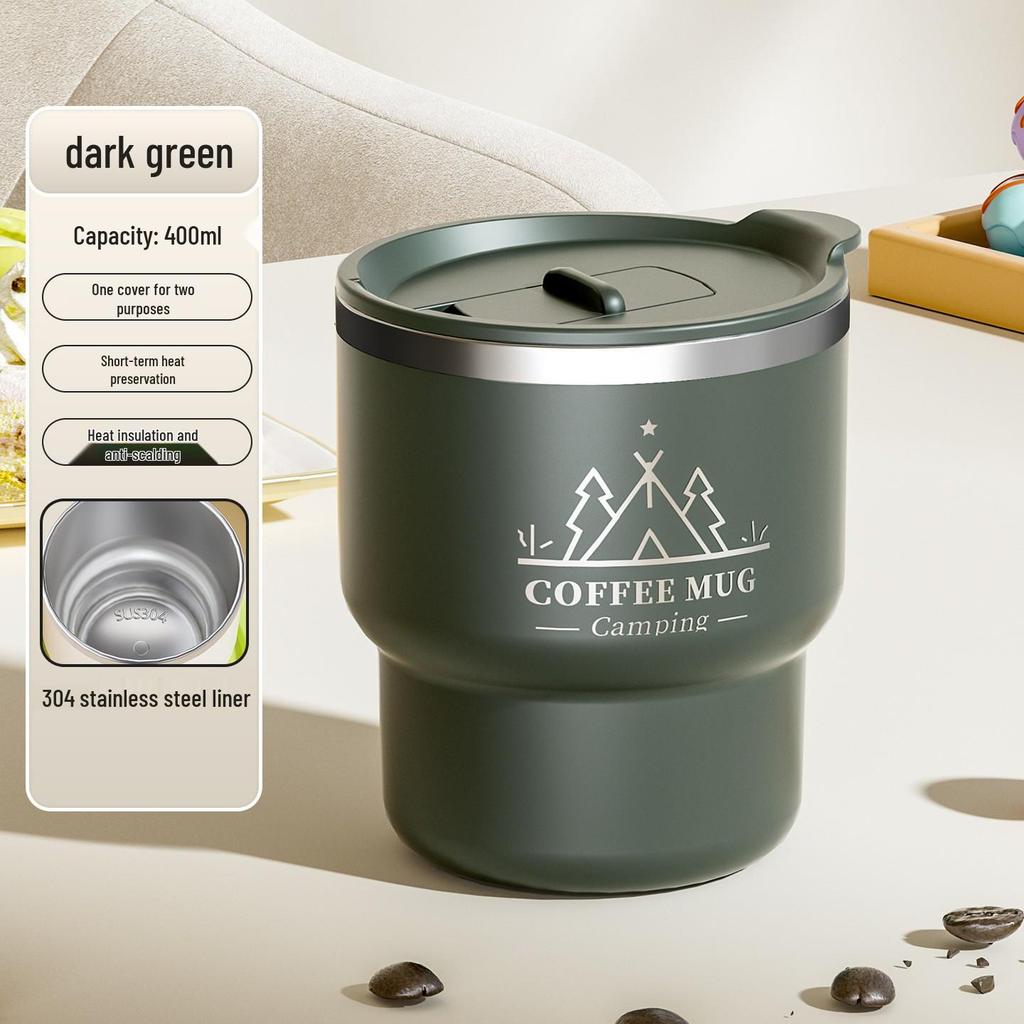 304 Stainless Steel Insulated Coffee Mug with Lid and Handle - Anti-Scald Design, Perfect Couple's Gift.