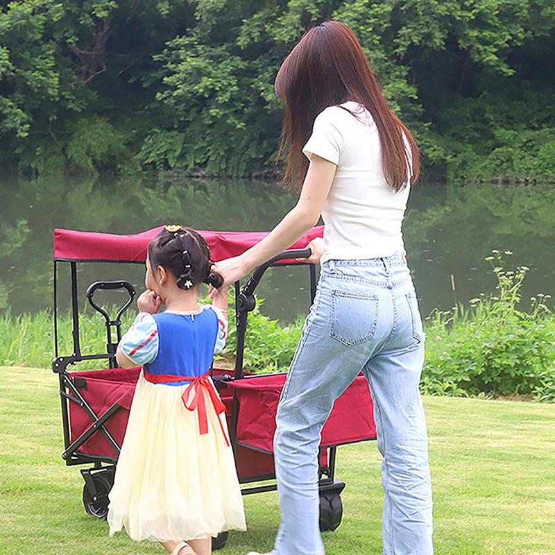 

Складная тележка с ручкой для толкания, тележка для перевозки, оборудование, черная легкая выдвижная тележка, ручка для тележки, аксессуары для кемпинга