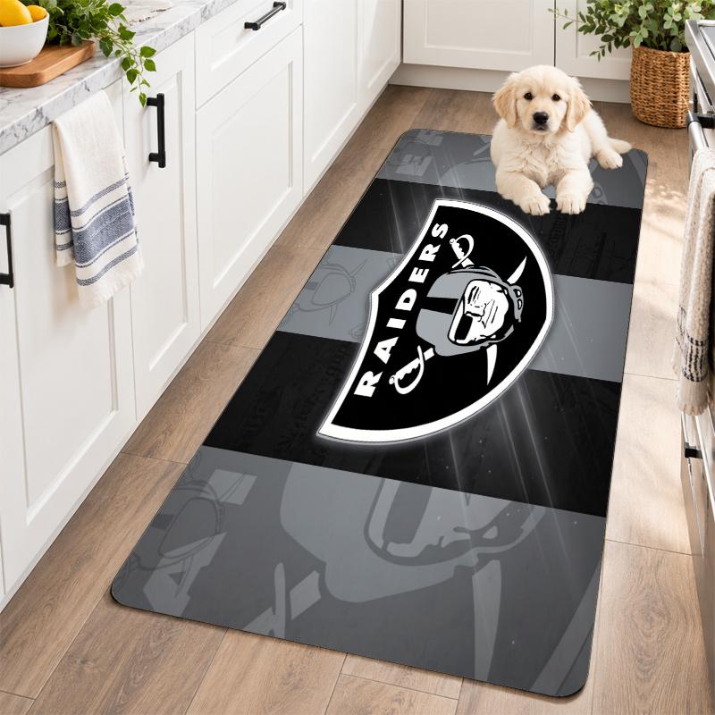 Flannel Kitchen Mat Las Vegas Raiders Soft Area Rug Non Slip Floor Carpet Home Decoration