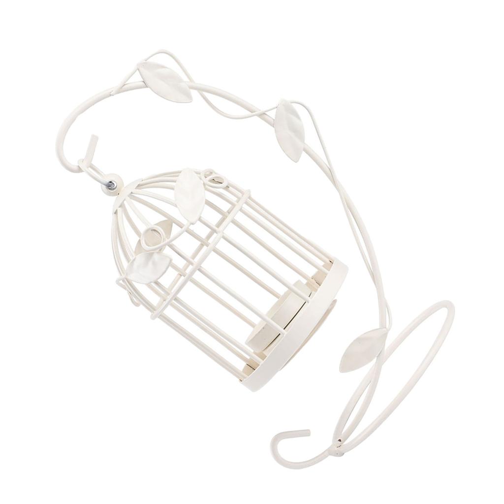 Innovativer Kerzenhalter aus Eisenblättern, ausgehöhlter Käfig, zum Aufhängen, Kerzenständer, Haushaltsdekoration, Weiß