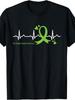 Unisex Crew Neck T-Shirt with Heartbeat Lime Green Ribbon for Non-Hodgkin Lymphoma Awareness - Soft