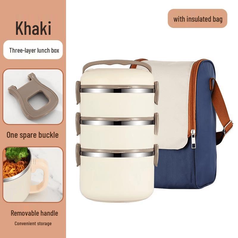 Ru Han Portable Microwaveable 3-Layer Insulated Lunch Box