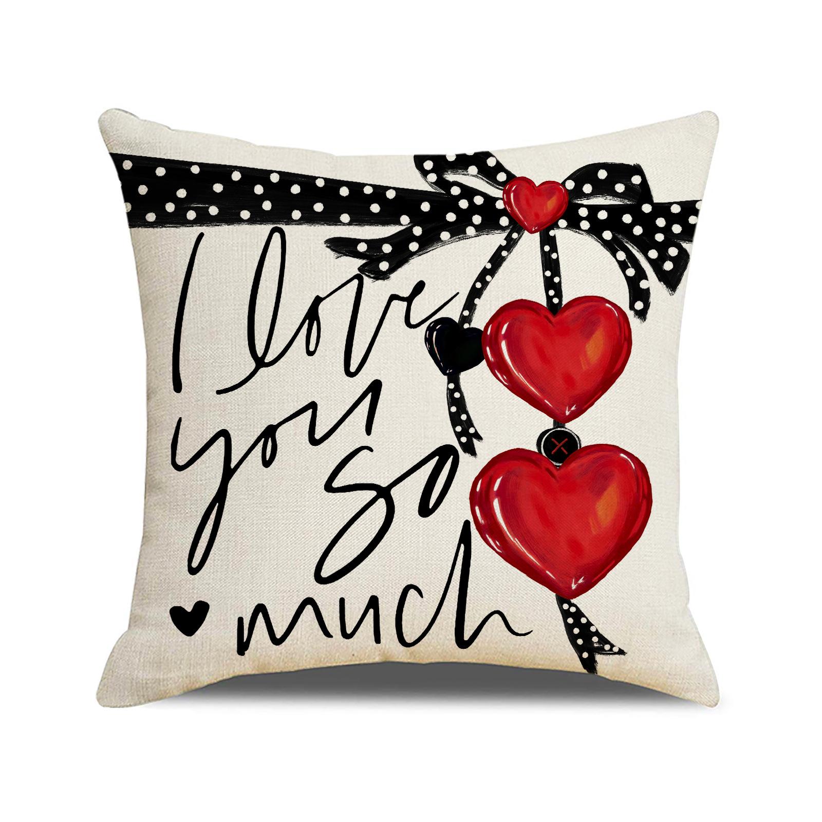 

Покрывало-плед в форме сердца на День святого Валентина, льняной принт, подушка для спальни, прикроватная подушка, праздничное украшение, наволочка 45X45cm (pillowcase only)