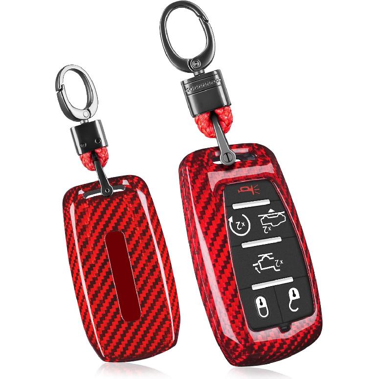 T-carbon Real Glass Fiber Key Fob Protector Keychain Compatible with Ram 1500 2500 3500 TRX Limited Rebel Bighorn Lonestar Laramie Key Fob Cover