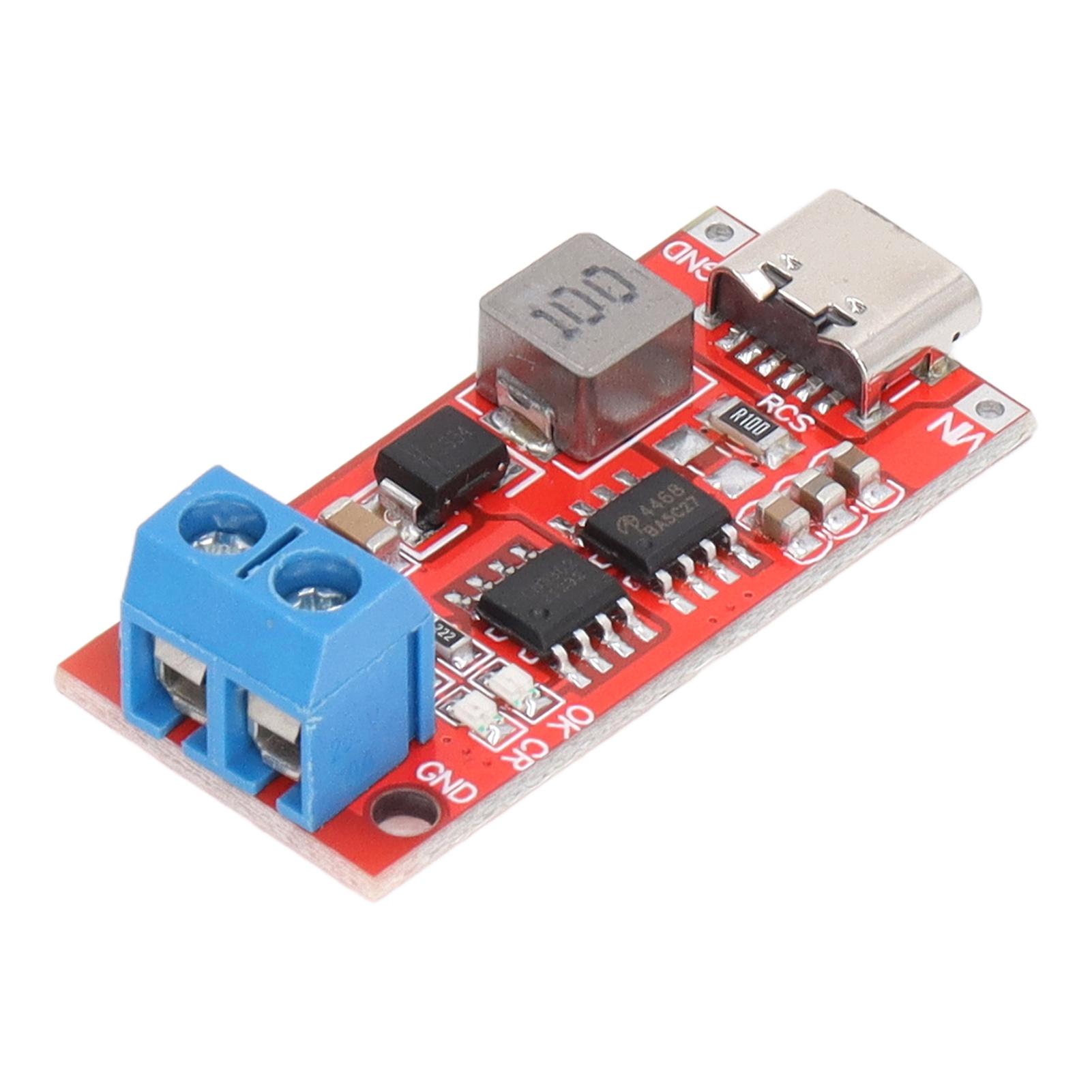 

3S Type C to 12.6V Lithium Battery Charger Module Boost Charging Board DC 36V Input Red 1A