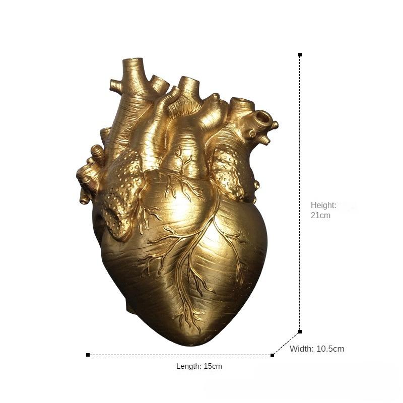 White Vase Heart Shape Resin Ornament Model Room Countertop Living Room Vase Dining Table Dried Flower Arrangement
