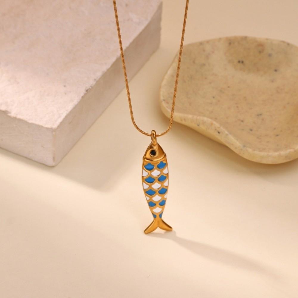 3D Charms Enamel Ocean Necklace Elegant Marine Life Necklace Unique Fish Pendant Necklace  Daily