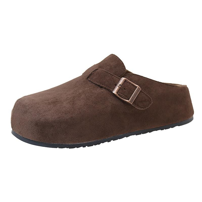cm thick-soled cowhide version children's baotou wearing half slippers autumn new one-pedal single shoes