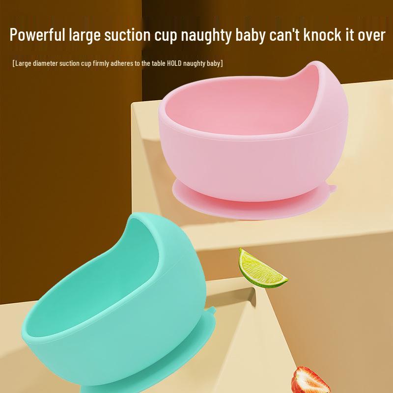 Kendi Kendine Beslenme İçin Isıya Dayanıklı Kaşıklı Bebek Silikon Vantuzlu Kase.