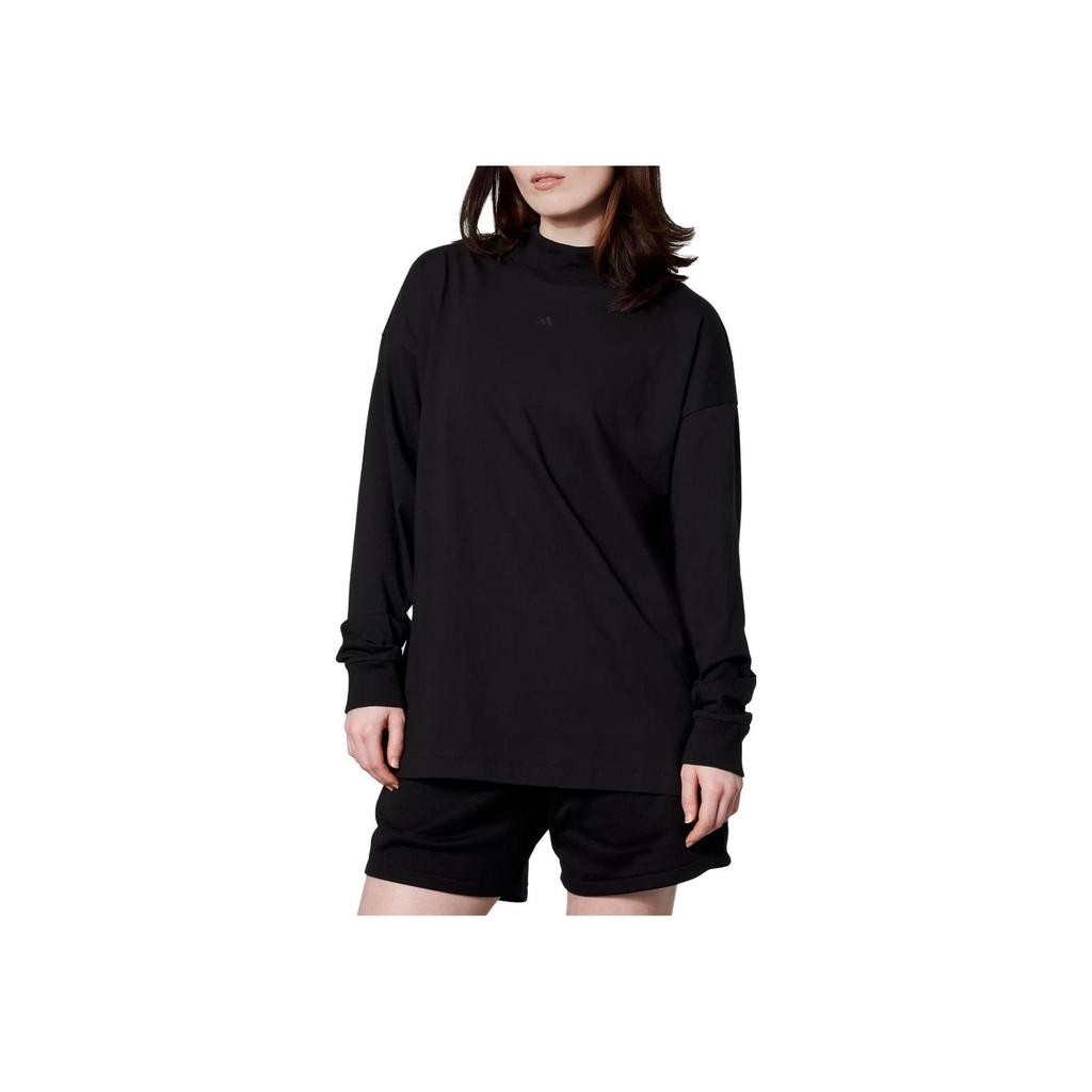 Adidas SS23 Chapter 03 Series Logo Print Knit Stand Collar Long Sleeve T-Shirt Unisex Tops Black IR8489