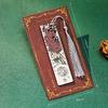 Vintage Feather Gold Stamped Metal Bookmark with Metal Chain Pendant Exquisite Bookmark Book Page Divider Office Stationery