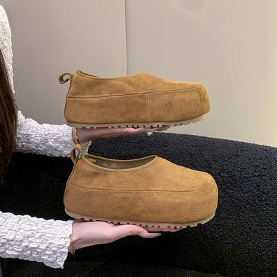 Mode Mode Mocassins Daim Antidérapants Chaussures Simples Automne Nouveau Bout Rond Bouche Peu Profonde Intérieur Rehaussant Chaussures Basses