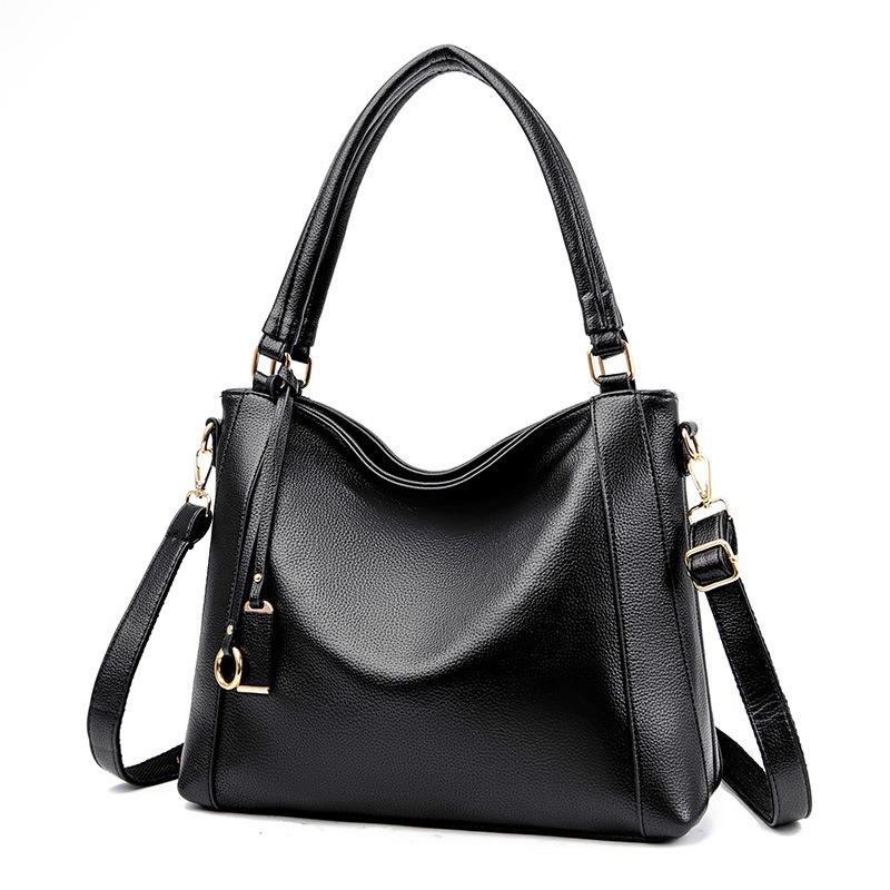 

Foreign Trade Bags New Fashion Women s Bags Trendy Handbags Soft Leather Casual Shoulder Tote Bags One Piece Dropshipping чорний