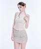 Akeumeseodeu Mock Neck Rib Sleeveless Top (Beige)