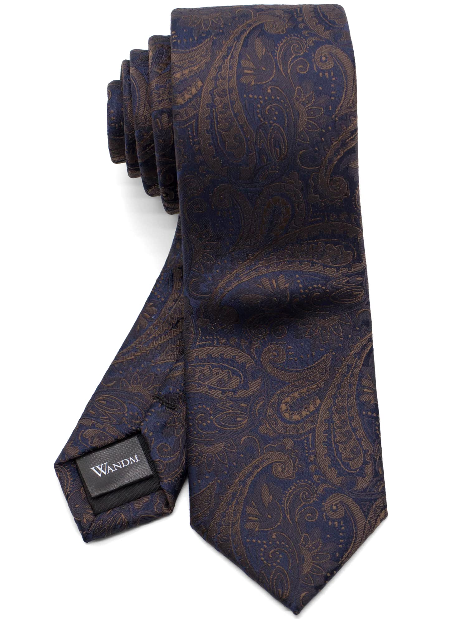 

[WANDM] Узкий галстук, ширина 6 см, узор пейсли, темно-синий, коричневый