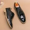 Spring Golden Shiny Men's Leather Shoes Fashion Designer Shoes Baroque Shoes Party Nightclub Designer Soft Sole Casual Flat Shoe