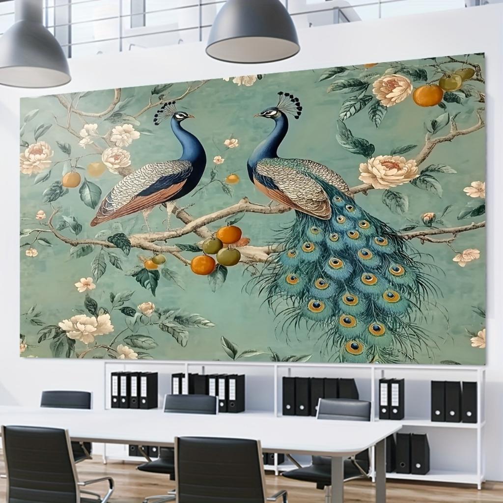 2D flat surface one-piece elegant peacock background fabric highly suitable for home decoration and birthday parties