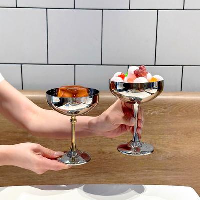 Nerezová ocel 304 Pohár na ovoce Kreativní Stříbrný Bar Vysoký Design na nožce Retro Dezertní pohár Restaurace Salátová mísa Příslušenství
