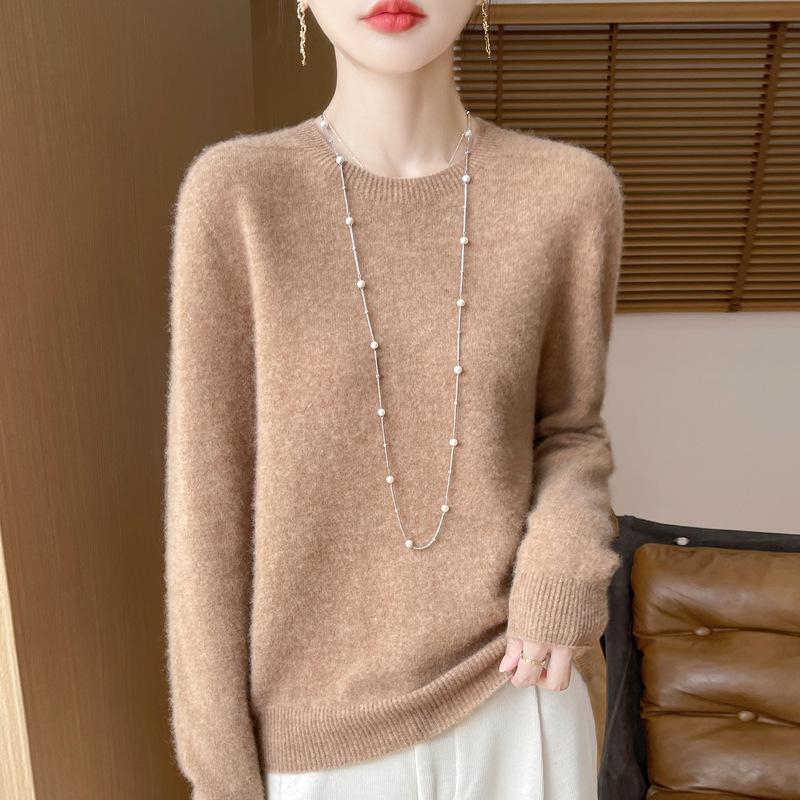 Herbst/Winter 2025 Damen 100% Wolle Nahtloser Rundhals Pullover