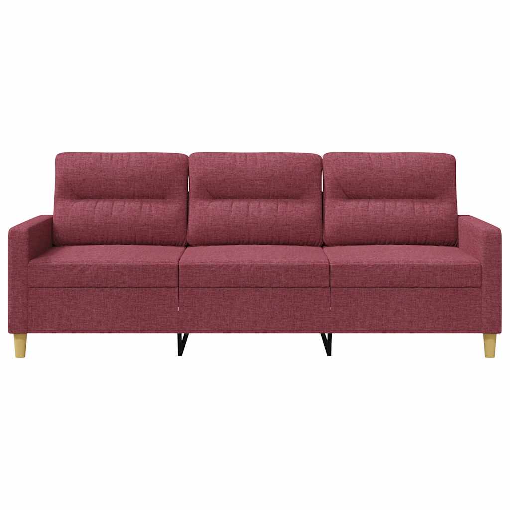 3 Seater Sofa Burgundy 180 Cm Fabric