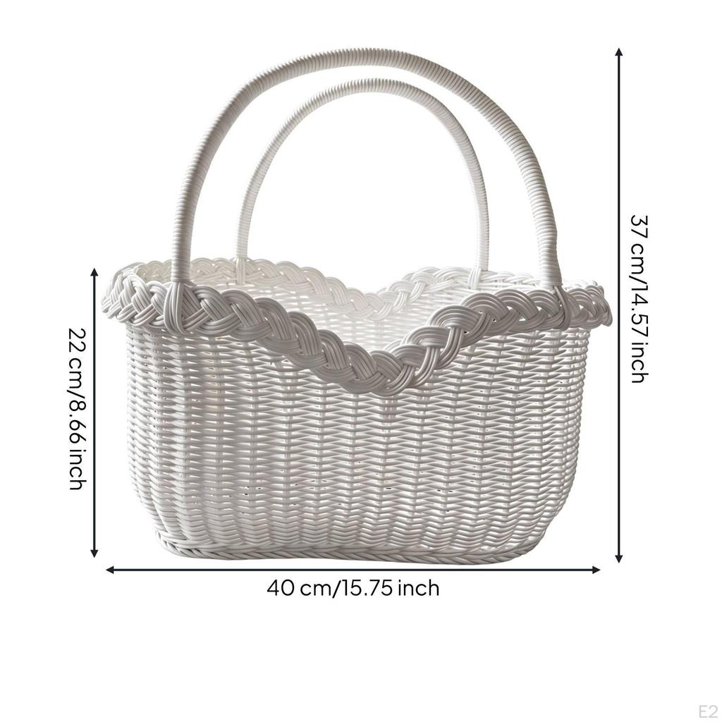 Woven Basket with Handles Sturdy for Farmers Market, Picnic