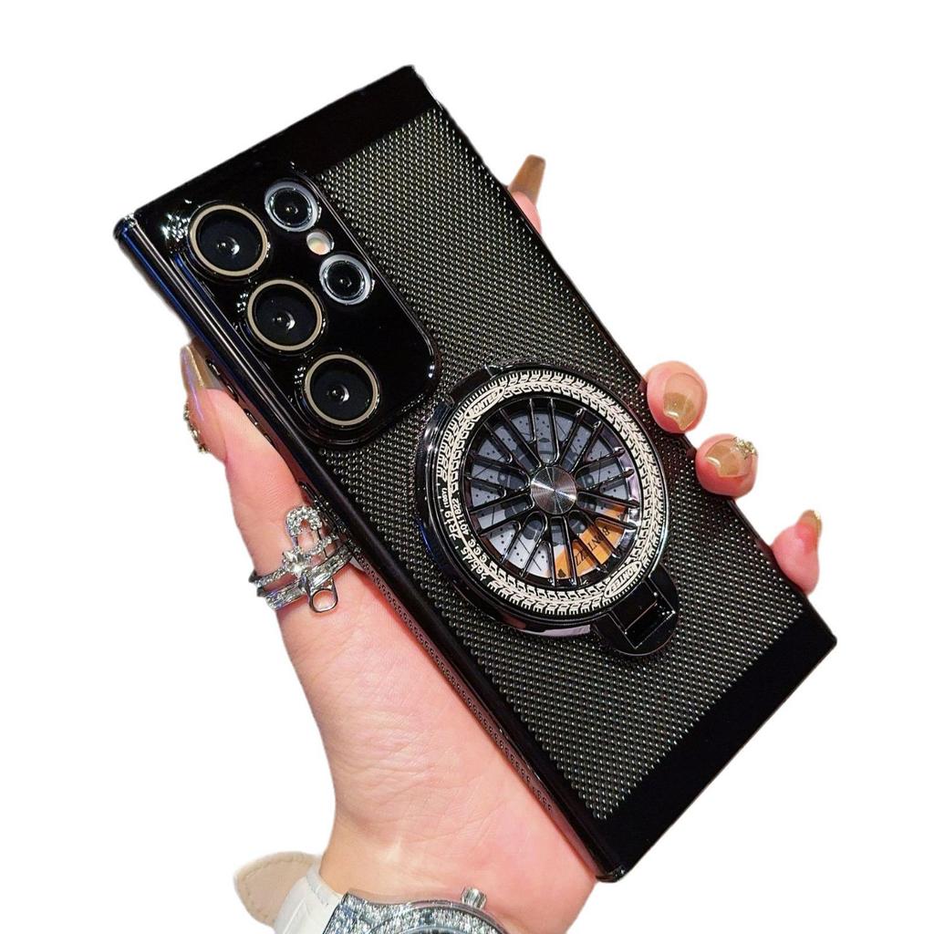 Funda para teléfono Samsung S25 Ultra con soporte giroscópico, malla de disipación de calor y protector de lente S24P