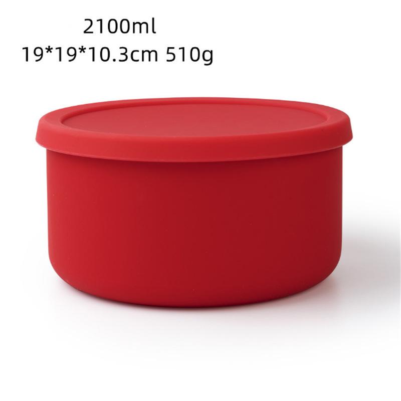 Boîte à déjeuner en Silicone, boîte à déjeuner en Silicone pour micro-ondes, boîte de rangement pour réfrigérateur, ensemble rond de quatre pièces