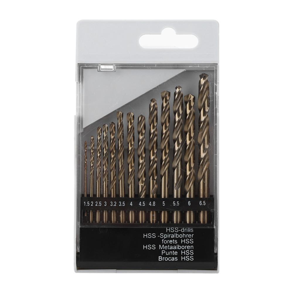 13pcs Straight Shank Twist Drill Bit Set High Speed Steel HSS Drilling Tool For Stainless Steel