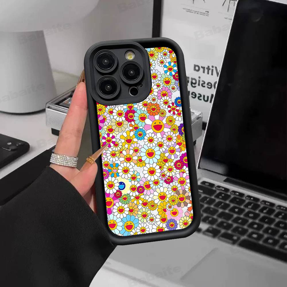 T-Takashi M-Murakami Phone Case For IPhone 17 16 15 14 13 12 11 Pro Max Anti Drop Soft Cover