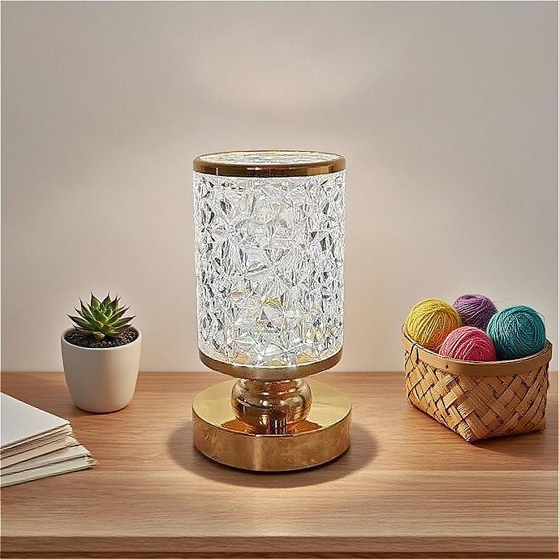 Crystal Desk Lamp Lighting Fixture Bedside Lamp Night Light USB Retro Nightstand Table Lamp Dimmable for Bedroom Home Decoration