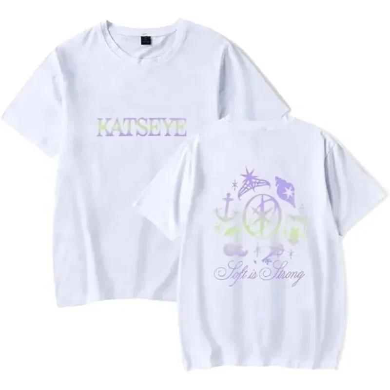 Katseye Merch Sad T-shirt Neutral Fashion Pop Music Short Sleeve Shirt Fashion Harajuku Kawaii T-shirt Women's Y2K Clothing