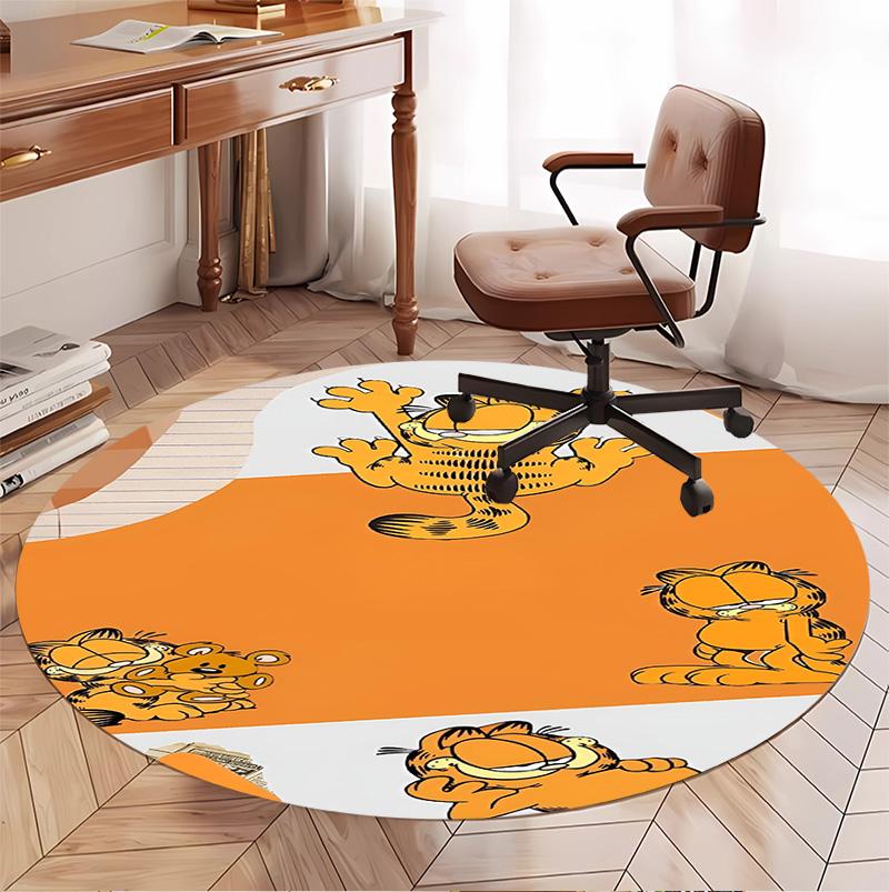 Garfield Pattern Round Rug, Indoor/Outdoor Mat, for Picnic, Gameroom, Bedroom, Office, Living Room, Home Decor Carpet, Birthday Gift