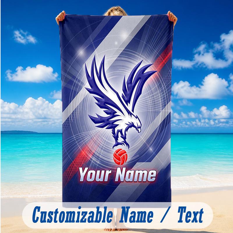 Beach Towel Custom Name Text, Quick Dry Large Towel For Beach HomeCrystal Palace