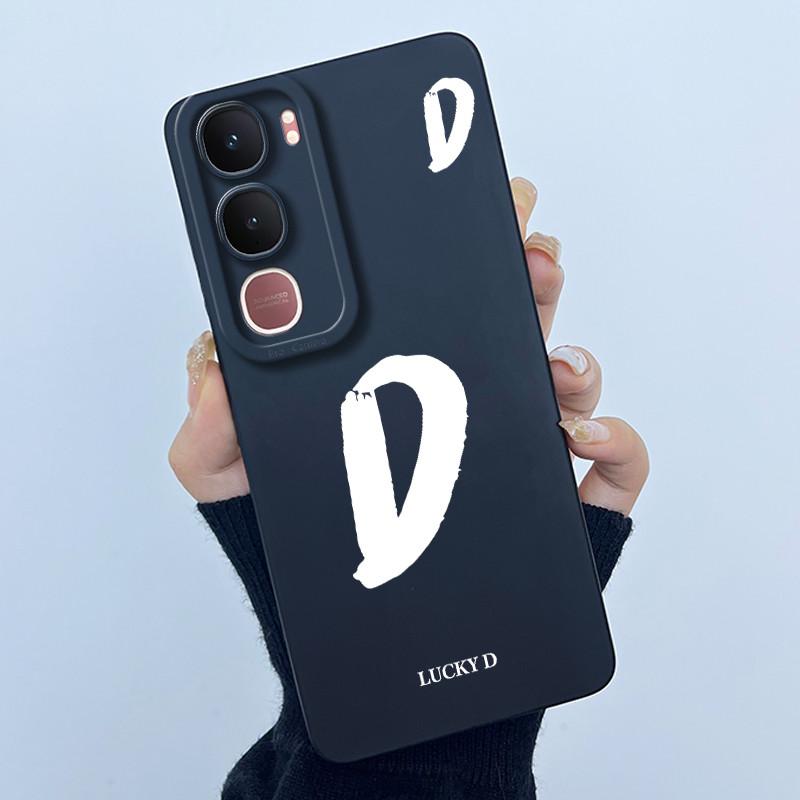 For Vivo Y21d Case Cover Lucky Initial Letter Silicone Soft Matte Phone Bumper for Vivo Y21d Y 21d VivoY21d 4G 5G 2025 Casing