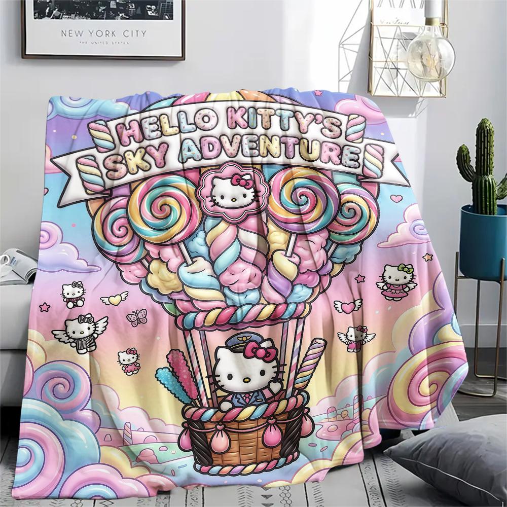 1PC Hello Kitty Cute Print Flannel Blanket, High Quality All Seasons, Home Decor, Warmth and Comfort, Perfect for Christmas Gifts