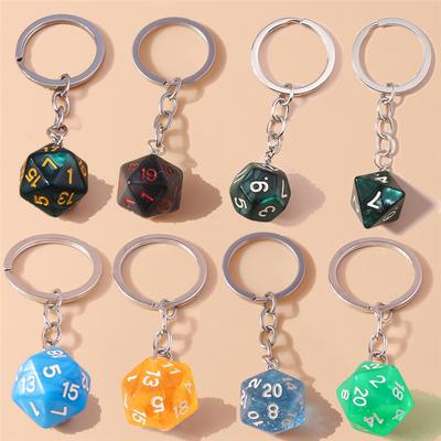 Cute Resin Colorful Dice Keychain Charms Key Ring Pendants for Women Men Car Keyholder Handbag Decor DIY Key Chain Gifts
