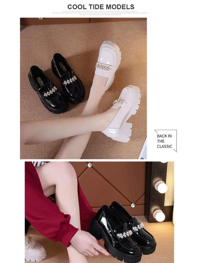 Mary Jane Low-Heeled Loafers 2024: Spring/Autumn Women's Thick-Soled, Height-Increasing, Soft Sponge Cake Sole Shoes