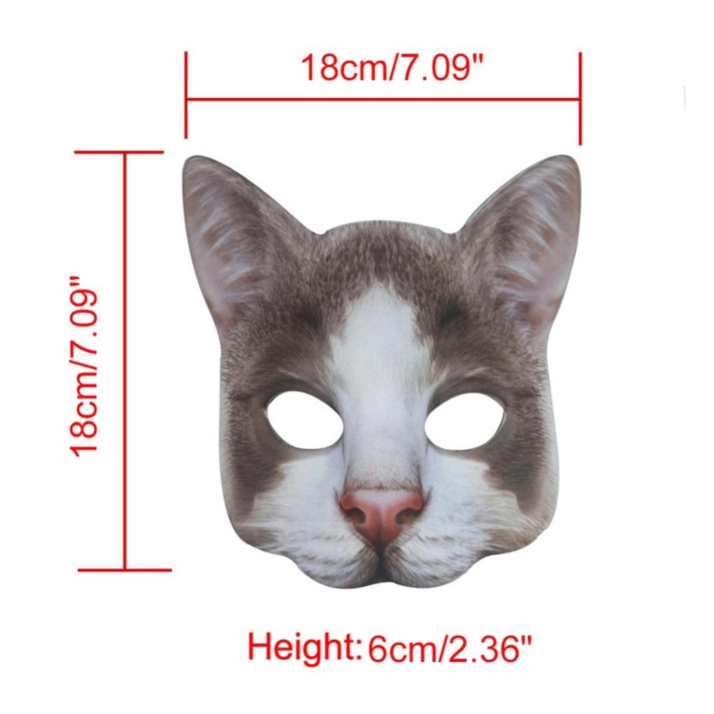 Realistic Animal Shaped Half-Face Cat Mask Halloween Carnival Masquerade Party Mask Cosplay Props Decoration