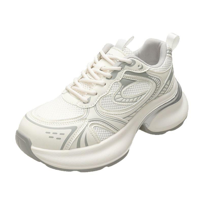 [Silver Yi] Camel Women's Shoes 2025 Spring Breathable Dad Shoes Thick Soles Increased Silver Sneakers Women's Breathability Increased