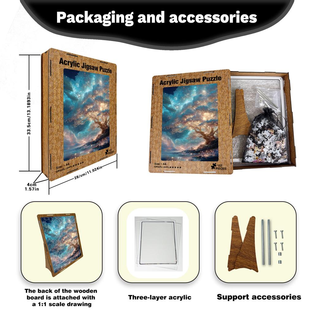 A Tree Puzzle Ornament, Light-Transmitting Decorative Puzzle Toy, Decompressed Acrylic Puzzle.