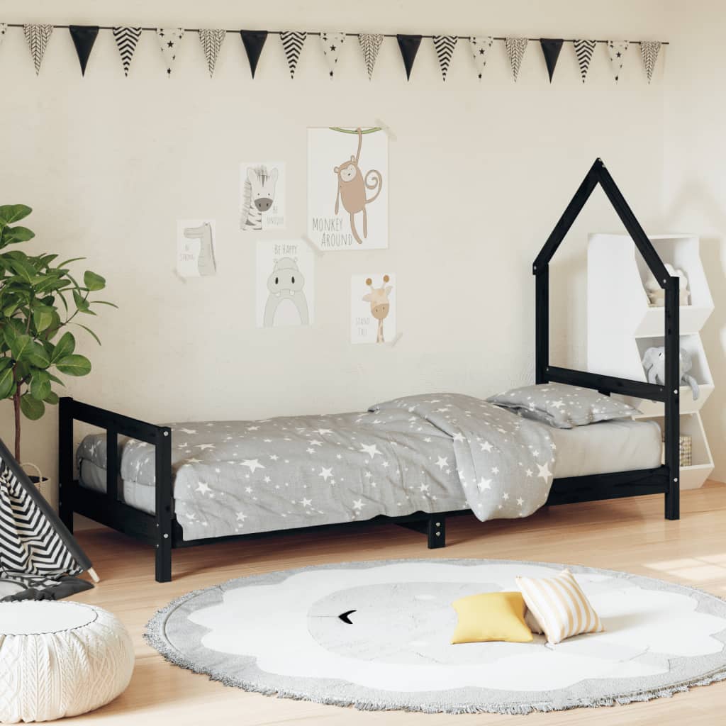 Children s Bed Black 80x200 cm Solid Pine Wood