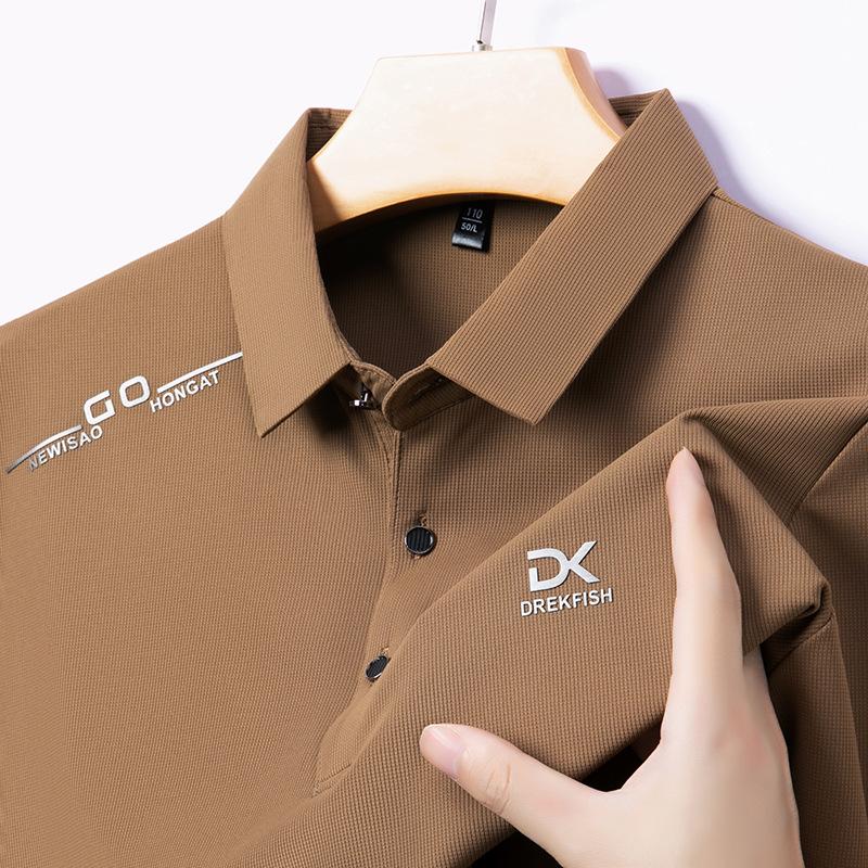 Polo Shirt Men'S Premium Long Sleeve Business Casual Men'S Small Waffle Stretch T-Shirt