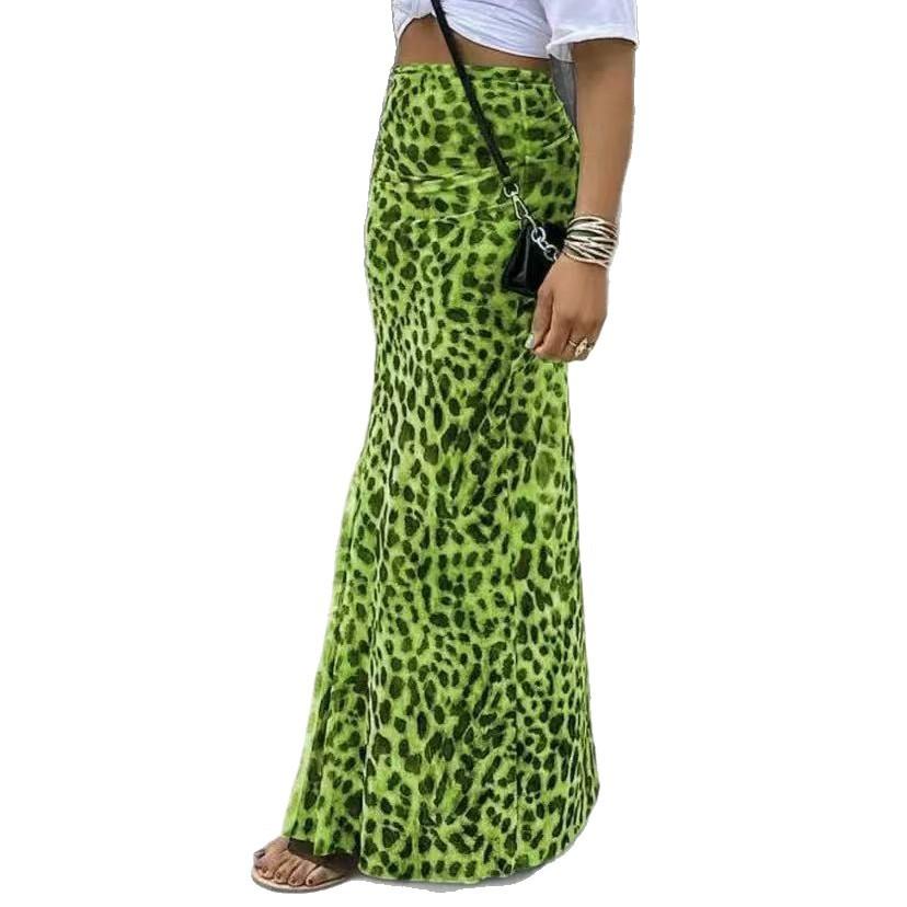 Women's Summer Leopard Print Elegant High-waist Skirt